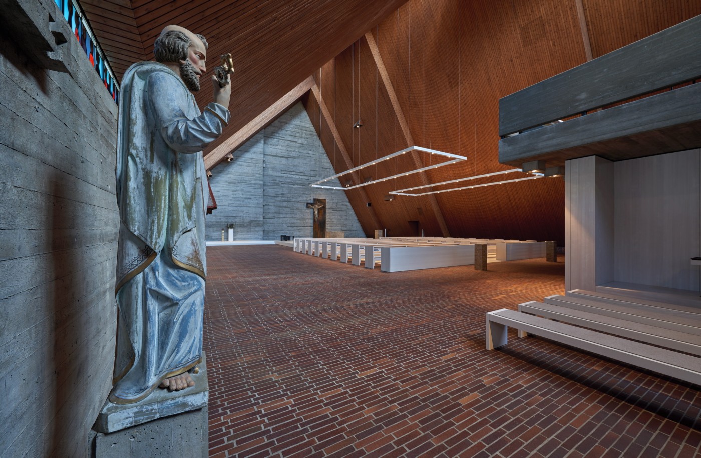 Church room with figures from the historic church